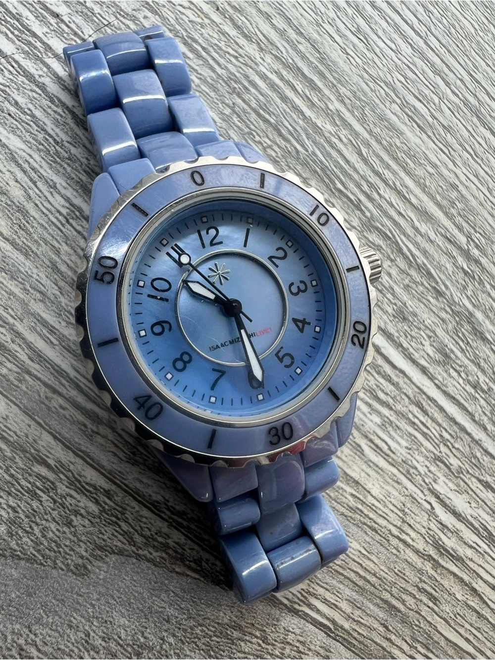 ISSAC MIZRANI Light Blue Ceramic-Link Wristwatch